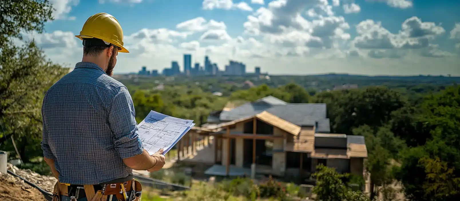 building inspector looking at a house in Austin
