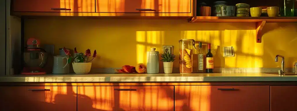 a kitchen cabinet painted in a vibrant, refreshing hue, transforming the entire space with a budget-friendly makeover