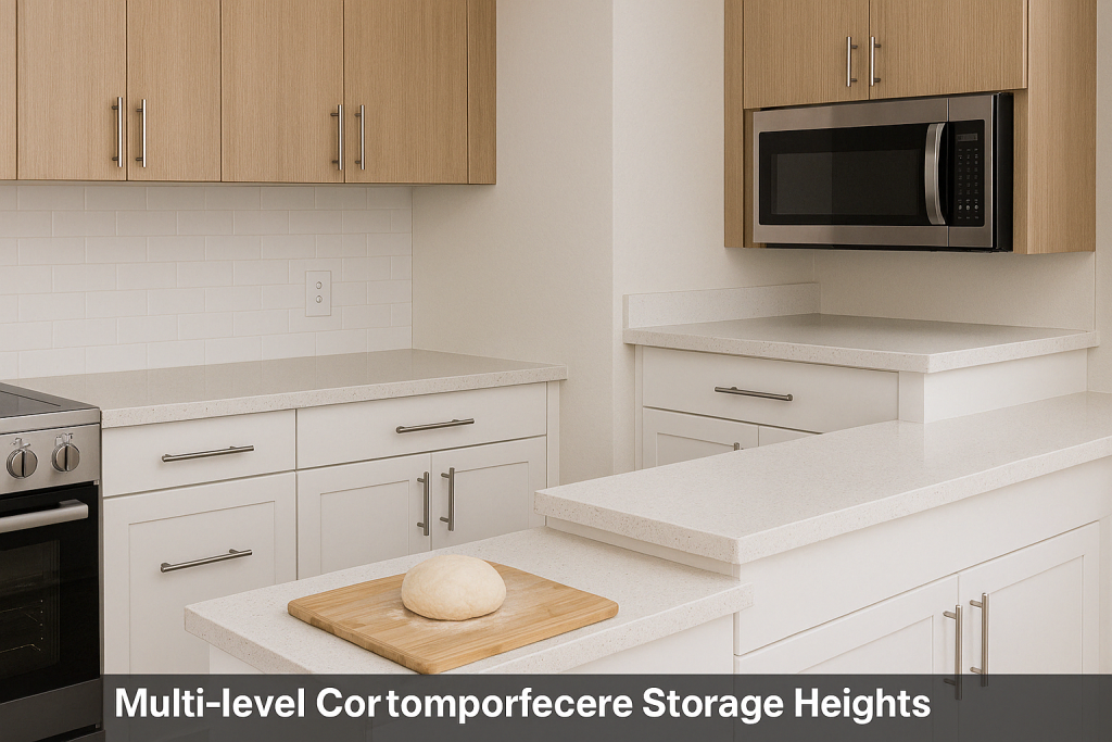 multi-level storage heights for kitchen countertops